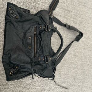 Balenciaga Black Leather Tote Bag